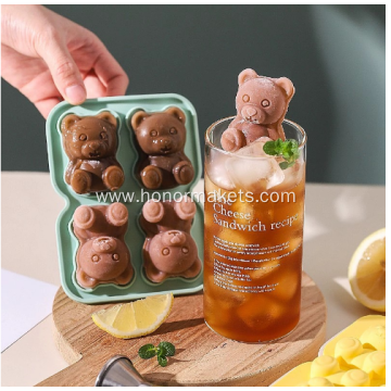 Silicone Bear shape 4 ice mold